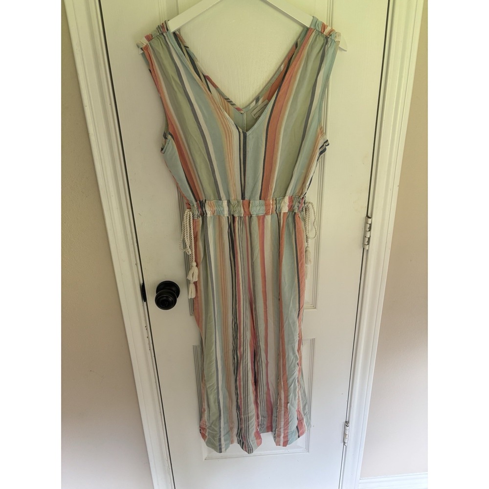 Peyton &parker Size M Sleeveless Jumpsuit Pastel Stripe Rope Tie Boho Wide Leg
